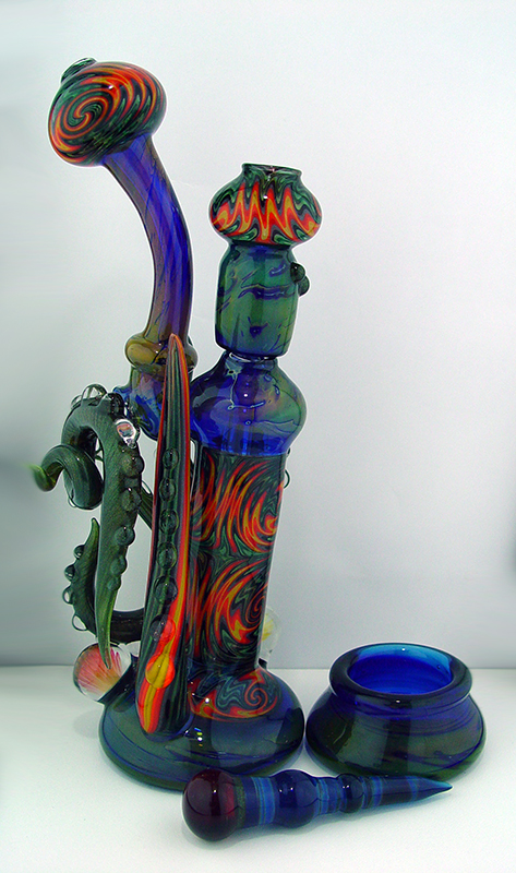 Crux Worked Fire Rig Set Heady Bubbler Rigs Heritage Smoke Shop