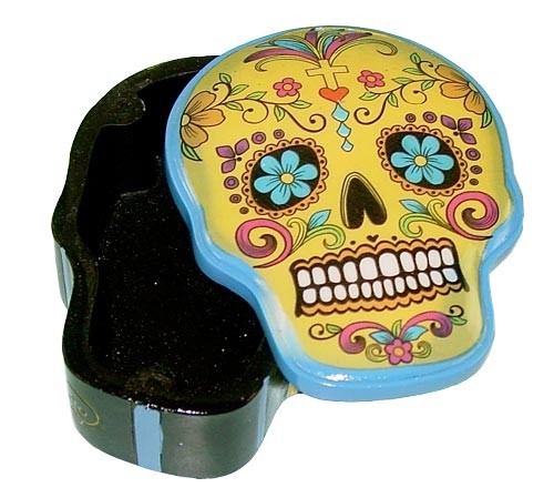 Blue Skull Stash Box w/Magnetic Lid Storage Containers Heritage Smoke Shop