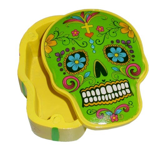 Green & Yellow Day of the Dead Storage Skull Storage Containers ...